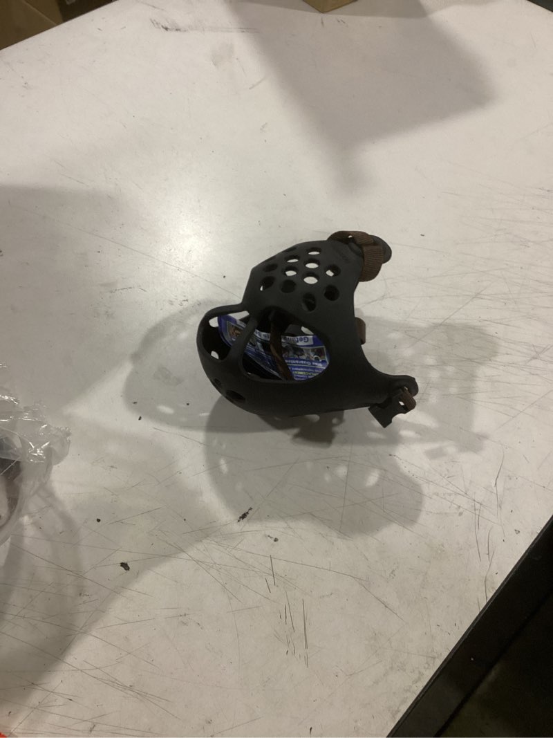 Condition photo showing Good Condition for barkless short snout dog muzzle, soft silicone flat faced muzzle for french bulldog shih tzu and pug for biting chewing licking and grooming, allows panting black s?head 13-14½"?