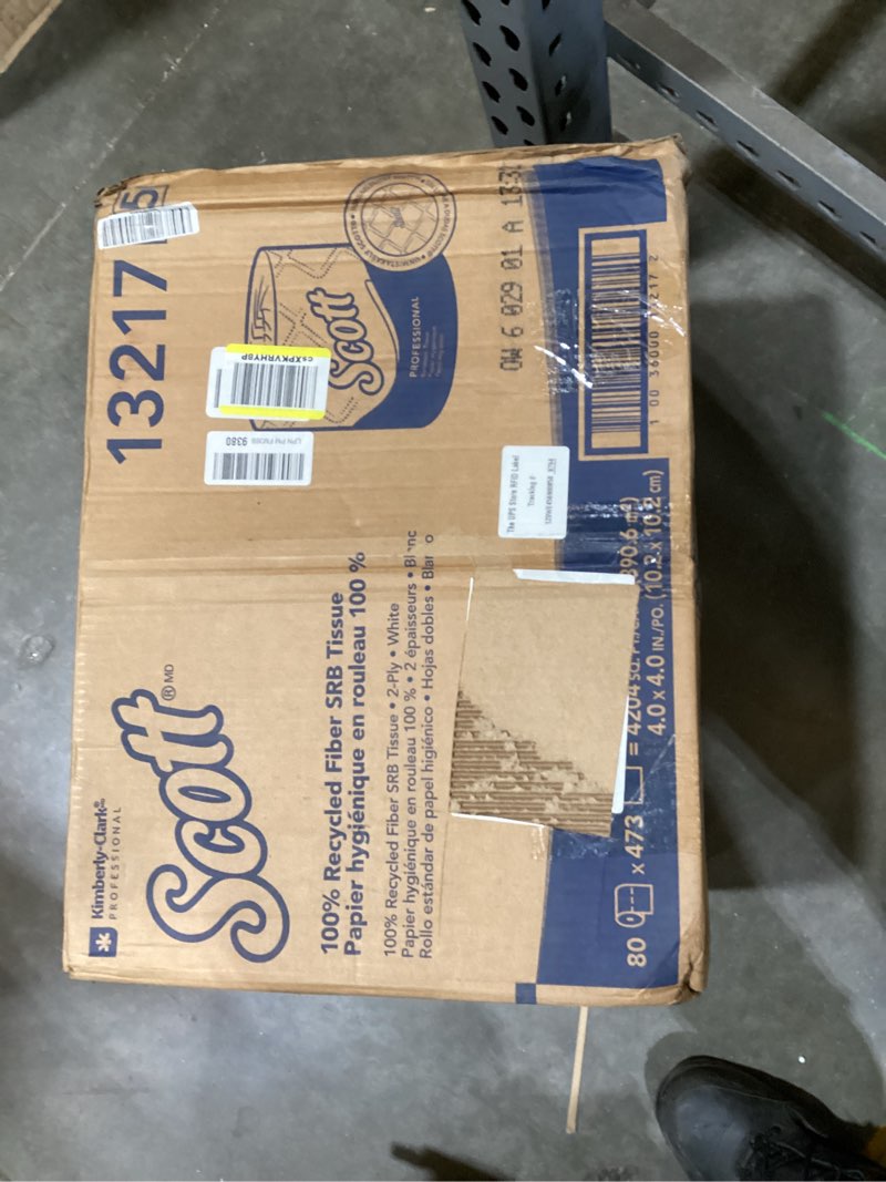 Condition photo showing New/Like New for scott professional 100% recycled fiber standard roll bulk toilet paper (13217), 2-ply, elevated design, white, individually wrapped (80 rolls of 473 sheets, 37,840 sheet total)