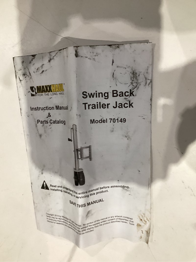 Condition photo showing As Is for MaxxHaul 70149 Trailer Jack with 11-1/2" Lift, Swing-Back Design, Side Wind Handle & Dual 6" Wheels 