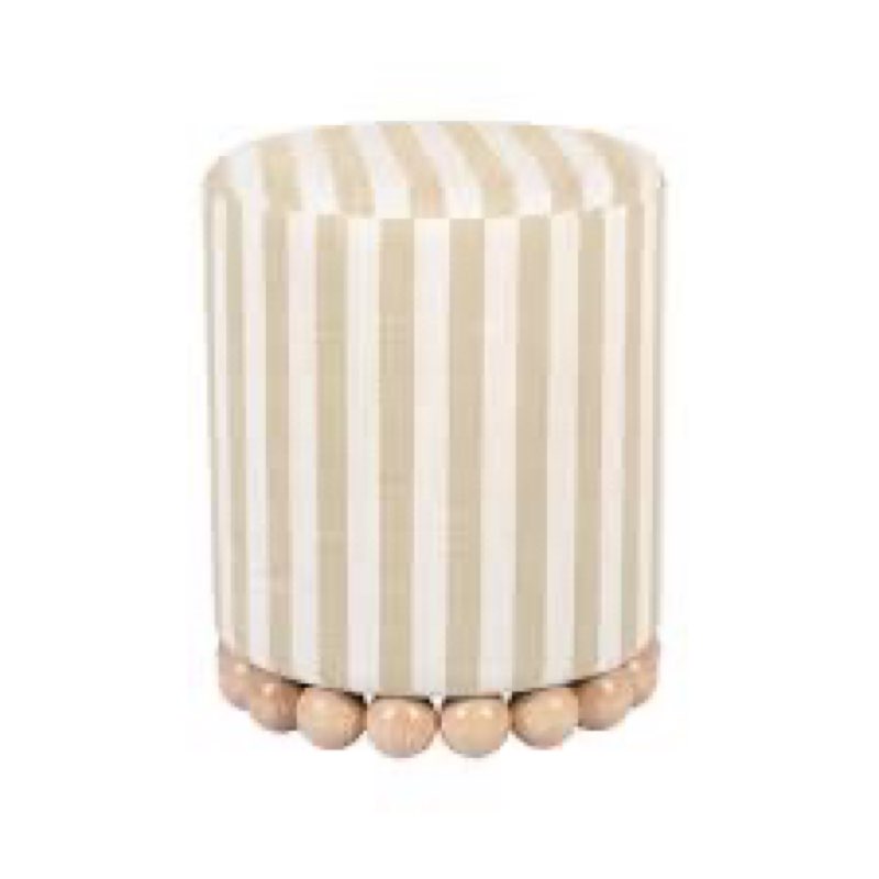 tov furniture dex beige striped linen ottoman