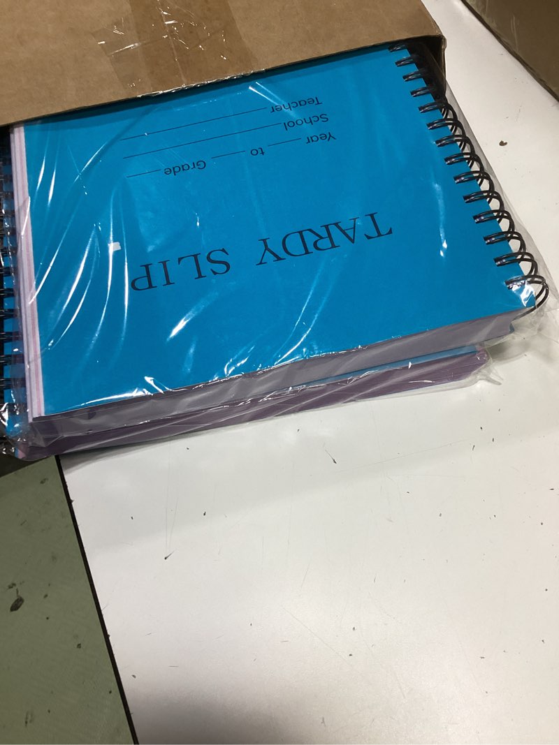 Condition photo showing New/Like New for dunzoom 2 pack tardy slip book with carbonless duplicates 3.5 x 4.3 inch tardy slips per book form register copy for school recording student late arrivals easy removal fold and tear