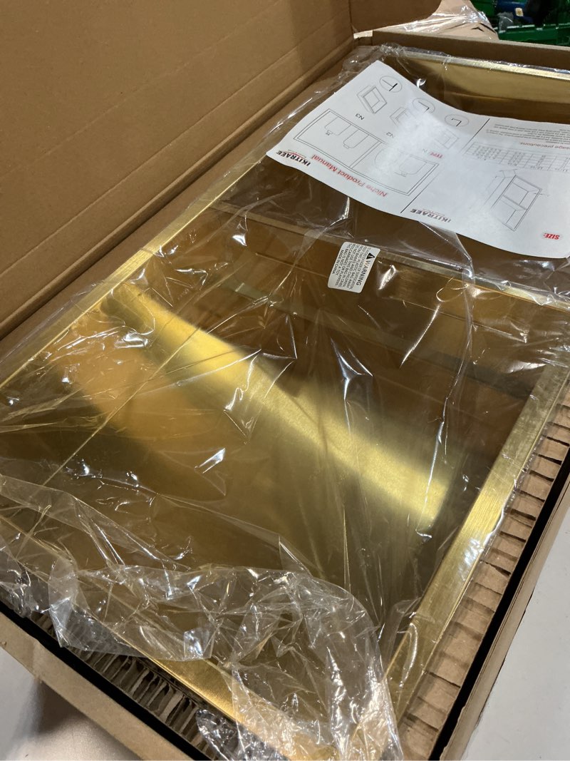 Condition photo showing Good Condition for non tile tube niche boxes for showers,bathroom niche double shelves,stainless steel(gold, 24 * 12 in) gold 24 * 12 in