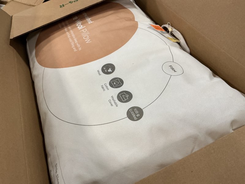 Condition photo showing As Is for Yatas Bedding Superwashed Wool Pillow, for Back, Stomach or Side Sleepers, 100% Wool Filling, 20" x 30", Queen Beige Queen (Pack of 1)