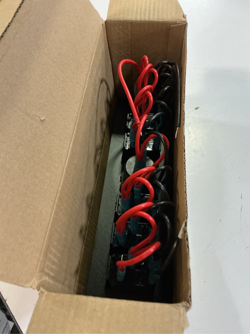 Condition photo showing As Is for 6 gang waterproof rocker switch panel with pd type c and qc 3.0 usb charger, voltmeter, for cars,trucks,boats,and rvs (12v-24v)