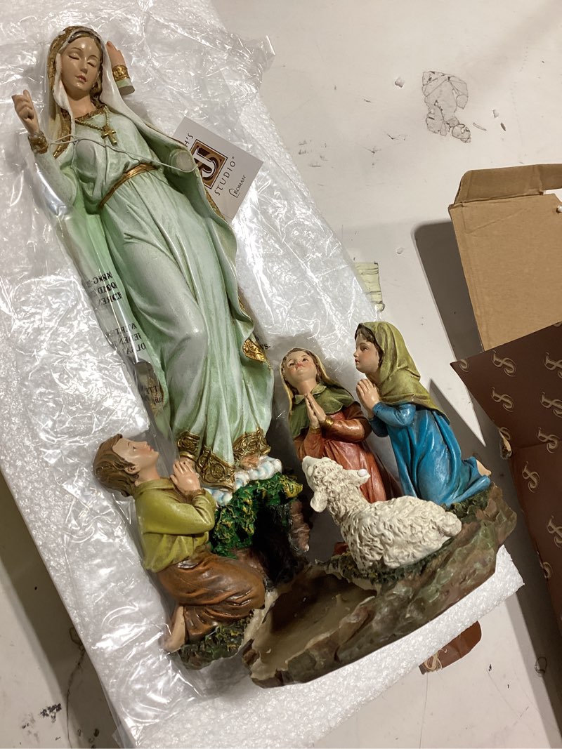 Condition photo showing As Is for joseph studio by roman 12" our lady of fatima statue – religious home decor, inspirational gift for prayer or celebration