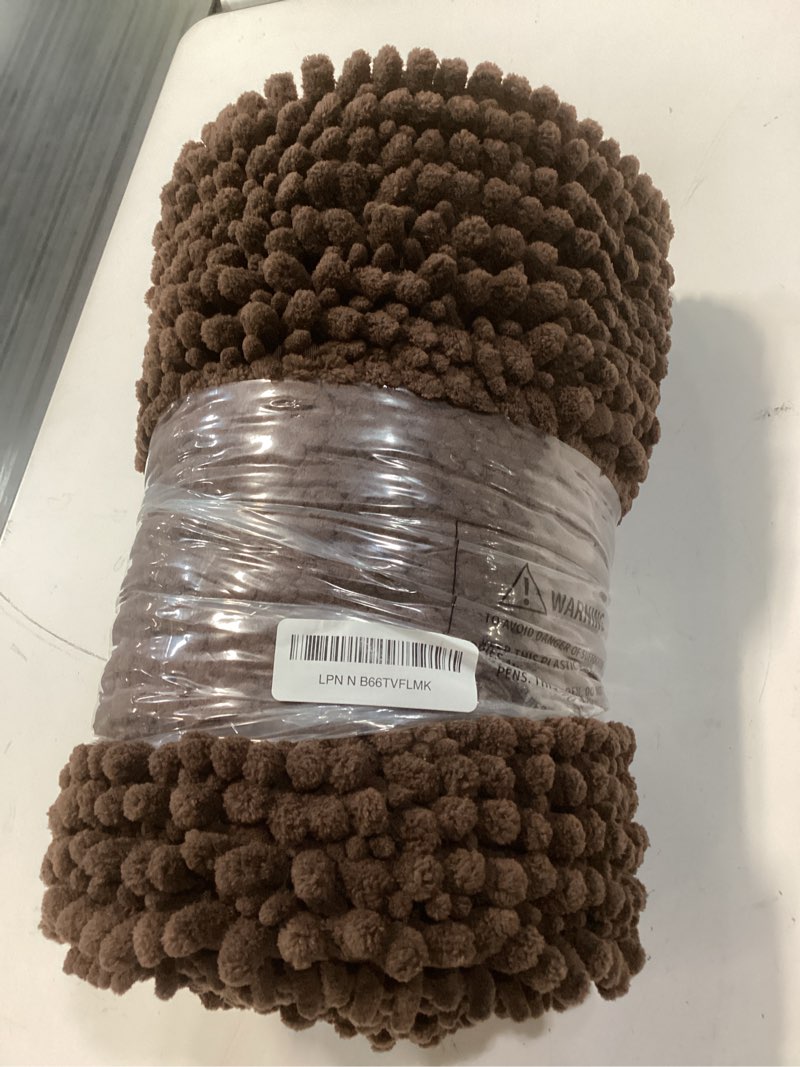 Condition photo showing New/Like New for olanly thick bathroom runner rugs 70x24, extra soft absorbent chenille bath rugs, rubber backing, machine wash dry, long bath mats for bathroom floor, tub and shower, home decor accessories, brown brown rectangular 70" x 24"