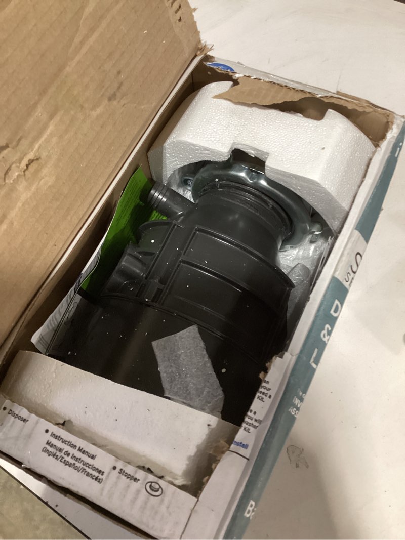 Condition photo showing As Is for InSinkErator Badger 5 Garbage Disposal, Standard Series 1/2 HP Continuous Feed Food Waste Disposer, Black, Set of 1