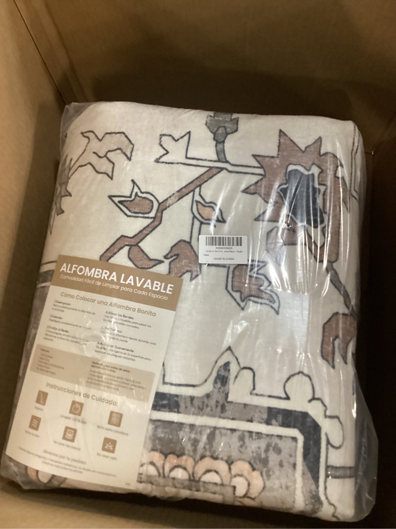 Condition photo showing New/Like New for 8x10 Area Rugs for Living Room Machine Washable, Large Vintage Non Slip Carpet for Bedroom Dining Room, Boho Floral Distressed Aesthetic Nursery Rug Home Decor, Taupe Taupe 8' x 10' (Rectangular)