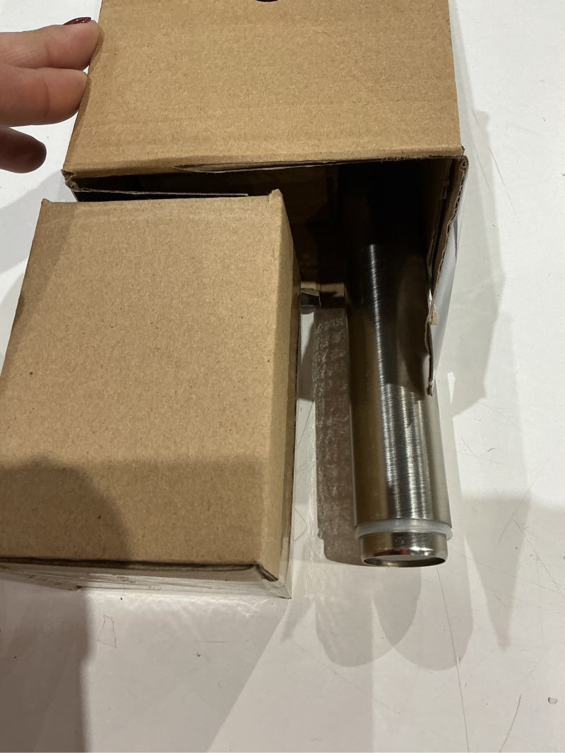 Condition photo showing Good Condition for 1-1/8 inch diameter brushed silver curtain rod with rhinestone finials, 36-72'' telescoping single curtain rods for window width 24-68 inch, 1 pack brushed silver 36-72''