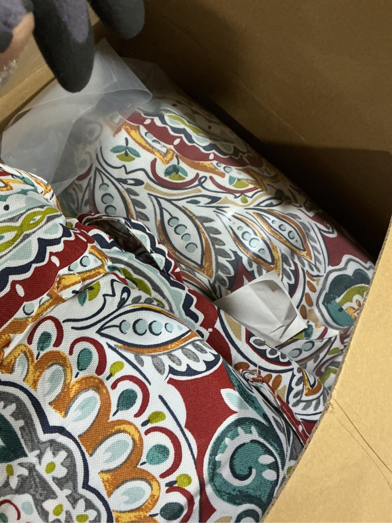Condition photo showing Good Condition for dytxiii set of 2 rocking chair cushions for outdoor/indoor use,water resistant tufted high back chair pads for patio,porch,balcony rocker and adirondack furniture - paisley chilli 17"x17"seat/21"x17"back paisley chilli