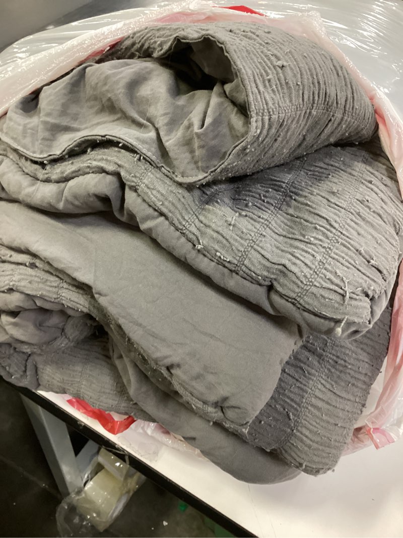 Condition photo showing Good Condition for MaiRêve Charcoal Grey Queen Comforter Set, Textured Design Grey Crinkle Bed in A Bag Queen Size, Queen Comforter Set with 7 Pieces with Comforter, Sheets, Pillowcases & Shams 90"x 90"