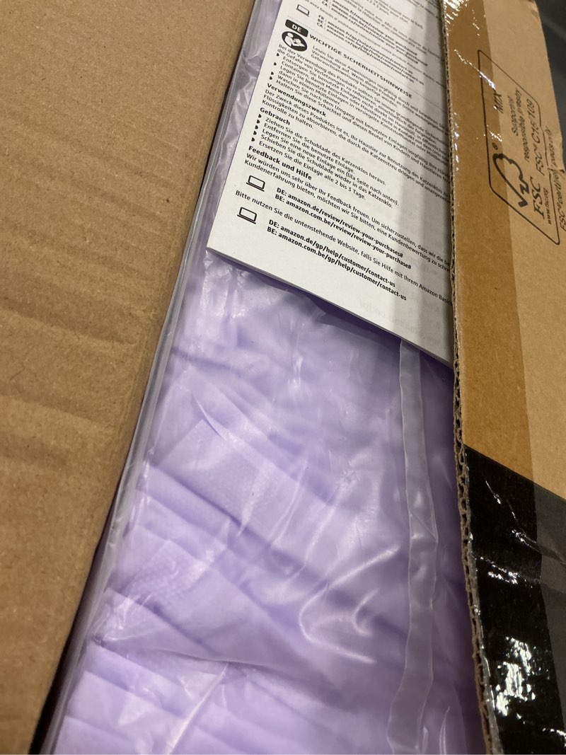 Condition photo showing New/Like New for Amazon Basics Cat Pee Pads, 60 Count, Universal Fit for Litter Box, Odor Control with Lemon Scent, White/Purple Lemon 60 Count (Pack of 1)