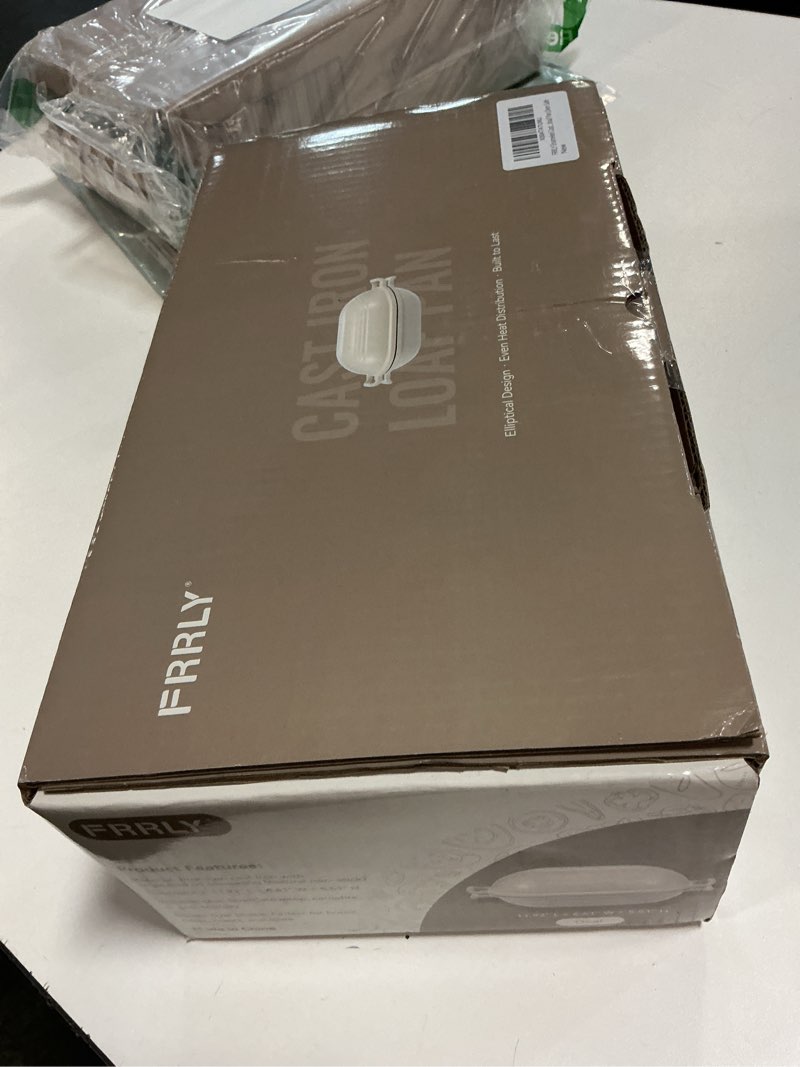 Condition photo showing New/Like New for Enameled Cast Iron Dutch Oven for Sourdough Bread Baking,9 x 5-4/5 Inch Oval Cast Iron Bread Pan with Lid,Dutch Oven for Homemade Sourdough Baking,2.8QT Meatloaf Pan,Oven Safe Beige