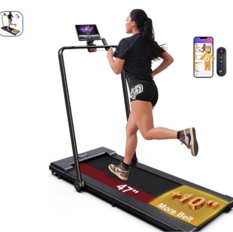 lichico pulsedrive 8.7 mph walking pad treadmill with bldc, fits up to 6' & 47"x16" super-long desk with handle bar, compact under desk treadmill for homoffice, running walking machine remote control