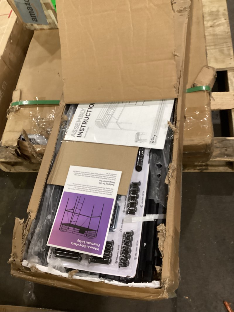 Condition photo showing Good Condition for Metal Loft Bed Twin Size, Twin Loft Bed with Bedside Caddy, Convertible Ladder & Full-Length Guardrails, Space-Saving & Noise Free Design, No Box Spring Needed, Loftbed Frame for Teens Adults Black Loft Bed