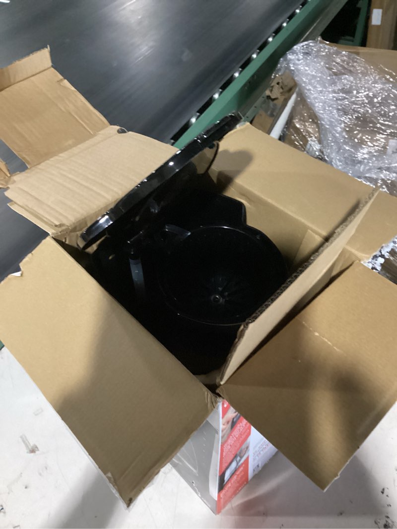 Condition photo showing As Is for black+decker 12-cup digital coffee maker, programmable, washable basket filter, sneak-a-cup, auto brew, water window, keep hot plate, black