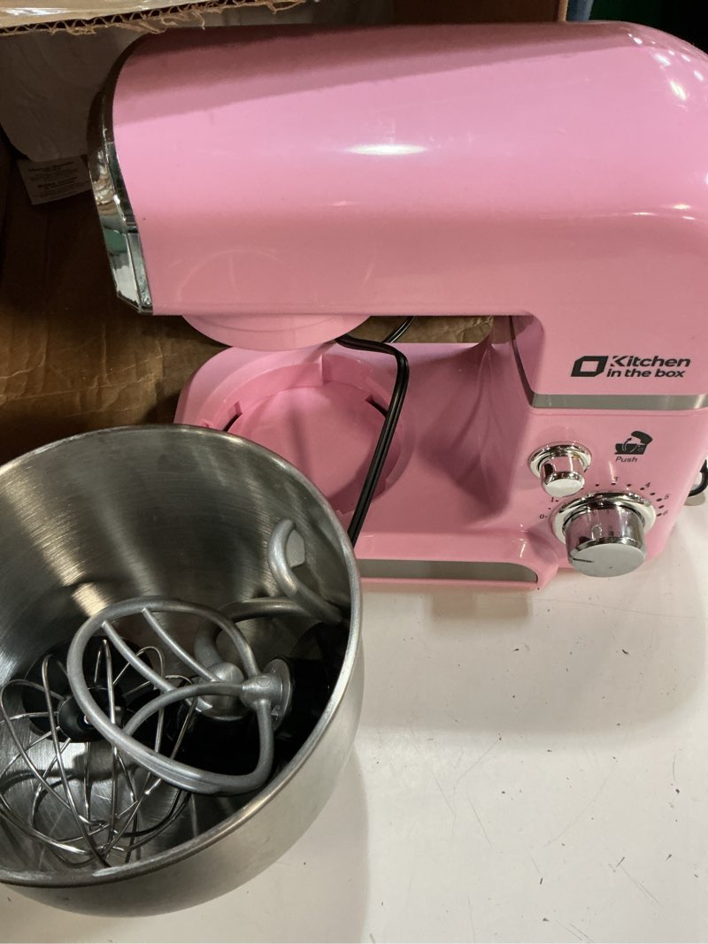 Condition photo showing Good Condition for kitchen in the box stand mixer,3.2qt small electric food mixer,6 speeds portable lightweight kitchen mixer for daily use with egg whisk,dough hook,flat beater (pink)