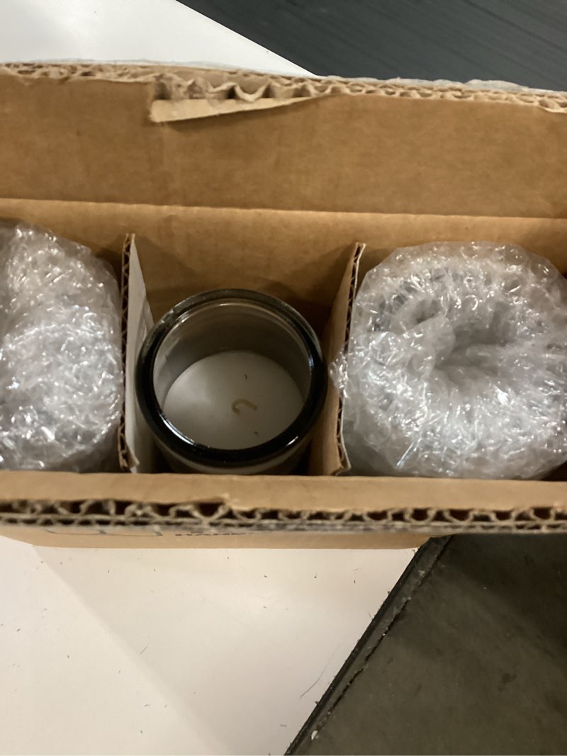 Condition photo showing New/Like New for simply soson 2x8 inch 7 day white pillar candles in glass set of 3, up to 90 hour burn time, unscented prayer, religious candles for memorials, vigil, and emergency white 3 pack - standard