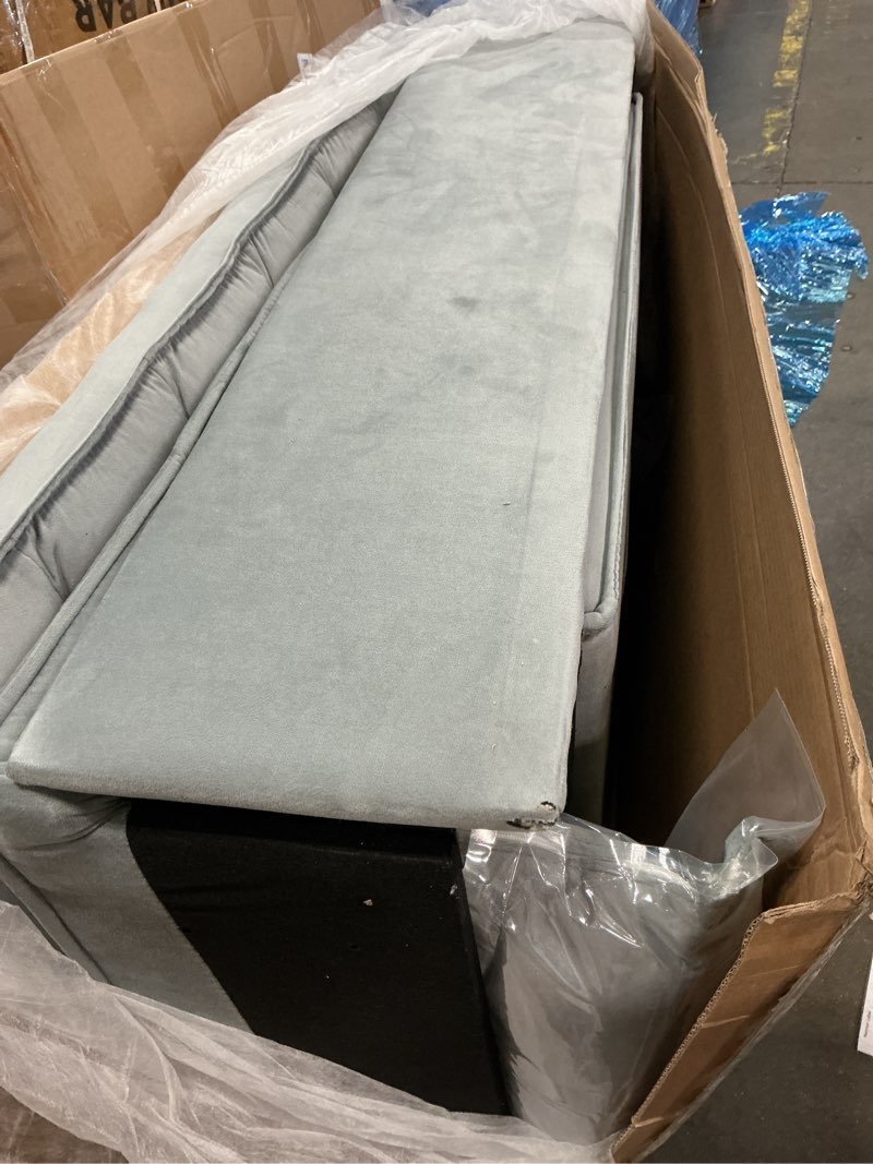 Condition photo showing As Is for howcool 55" 3-in-1 convertible sleeper sofa bed, pull out velvet loveseat with adjustable backrest, storage pocket, small space couch for living room, bedroom, apartment,light grey