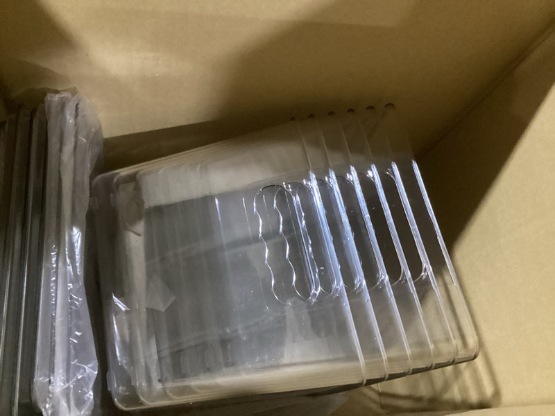 Condition photo showing Good Condition for vtopmart 6 pack clear stackable storage bins with lids, large plastic containers with handle for pantry organization and storage,perfect for kitchen, fridge, cabinet, bathroom organizer