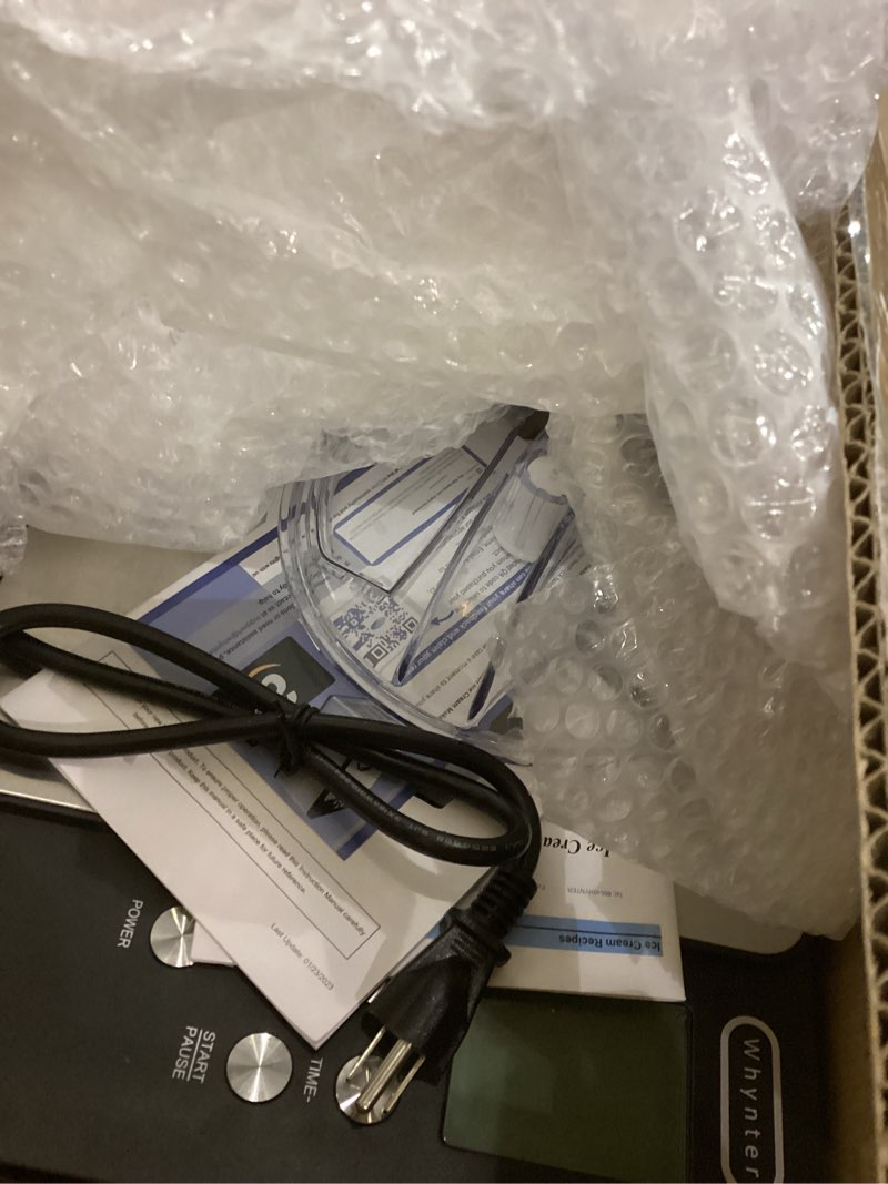 Condition photo showing As Is for Whynter Ice Cream Maker Machine Automatic 2.1 Qt. with Built-In Compressor, LCD Digital Display & Timer, No Pre-Freezing, ICM-200LS, Stainless Steel