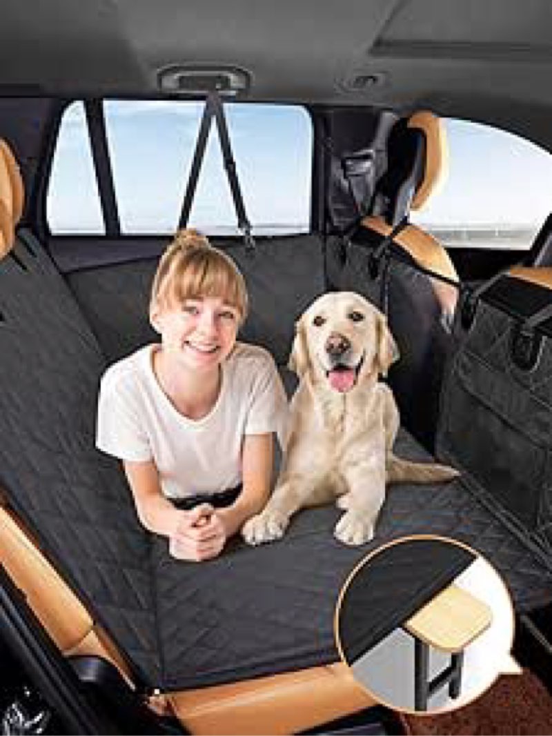Turosur Dog Car Seat Cover for Back Seat with Hard Bottom Removable Stand Waterproof Dog Hammock for