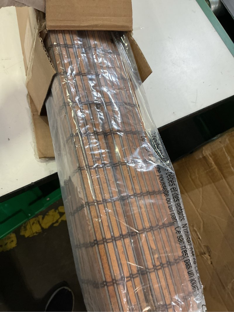 Condition photo showing Good Condition for lazblinds no-drill cordless roman shade - light filtering natural wood, easy install bamboo blind for windows 20" w x 48" h, malay umber malay umber 20"w x 48"h