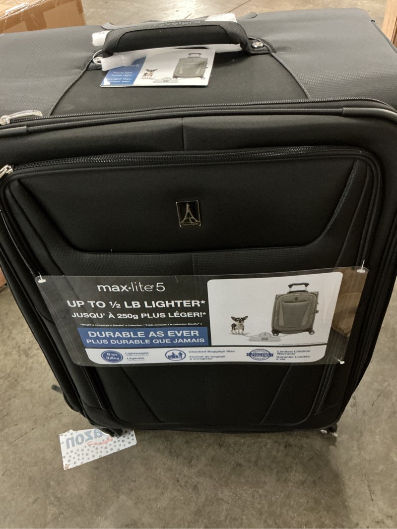 Condition photo showing Good Condition for travelpro maxlite 5 softside expandable luggage with 4 spinner wheels, lightweight suitcase, men and women, black, checked-large 29-inch