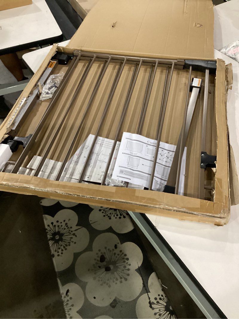 Condition photo showing Good Condition for cumbor 29.2–43" baby gate for stairs, wall-mounted (drill required), expandable no bottom bar dog gate, auto close extra wide walk thru, pet & toddler proof gate, top & bottom of stairways (brown) brown 29.2-43"w x 28"h | hardware mount