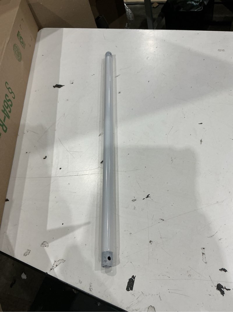 Condition photo showing As Is for westinghouse lighting 7724300 extension down rod, 1/2-inch id by 24-inch, white finish white finish 24 inch, 1/2 inch diameter