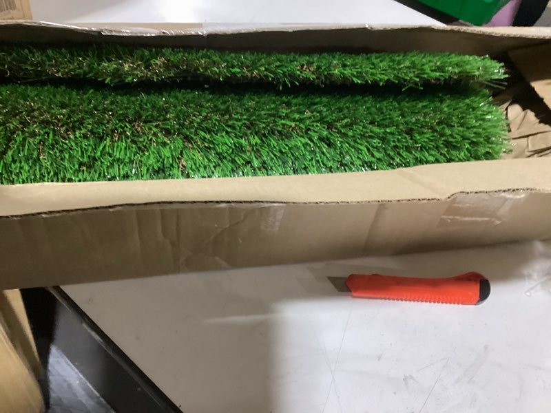 Condition photo showing As Is for fake grass pee pad for dogs -23.6*31.5inch , artificial grass, dog puppy potty training grass?patio grass rugs indooroutdoor, garden lawn decoration (19.7*24.8*1.55inch)
