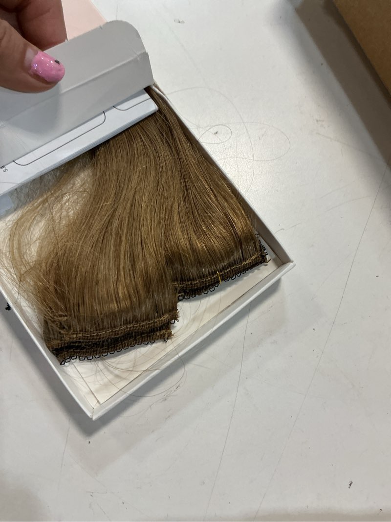 Condition photo showing As Is for 6pcs clip in hair extensions real human hair short clip in extensions for women short straight hairpieces to add volume and highlights 10 inch light brown 10 inch #06 light brown