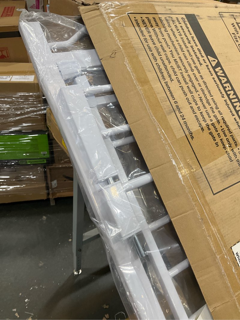 Condition photo showing Good Condition for 34" extra tall baby gate for stairs, auto close stroller friendly dog gate indoor for doorways, pressure mounted 29"-40" wide baby gate, easy walk through gate for children & pets, white white 29-40"wide, 34"tall