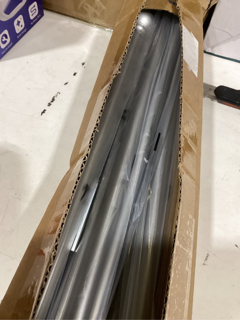 Condition photo showing As Is for silver curtain rods for windows 30 to 60 inch, 2 pack 5/8 inch diameter adjustable rods with brackets, heavy duty easy to install for bedroom, outdoor patio 30-60"(2 pack) silver