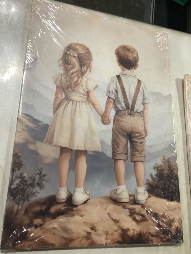 Condition photo showing New/Like New for CCWACPP Adventure Wall Art Boy Girl Prints Canvas Mountain Forest Children Prints Watercolor Kid Nursery Toddler Room Wall Decor Frame (16.00" x 24.00") Brown 16.00" x 24.00"