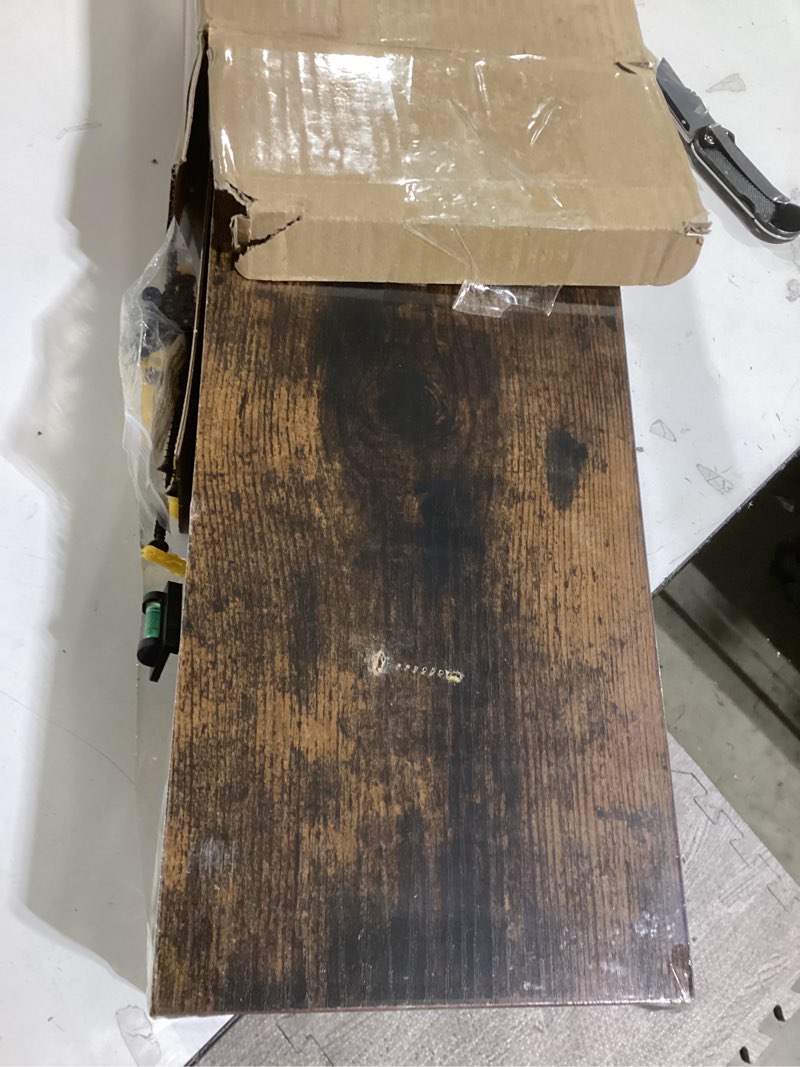 Condition photo showing As Is for BAYKA Floating Shelves for Wall, 22.5 Inch Rustic Wood Wall Mounted Shelving for Bathroom, Bedroom, Living Room, Kitchen & Book, Hanging Display Decor Shelf with 22 lbs (Rustic Brown,Set of 3)