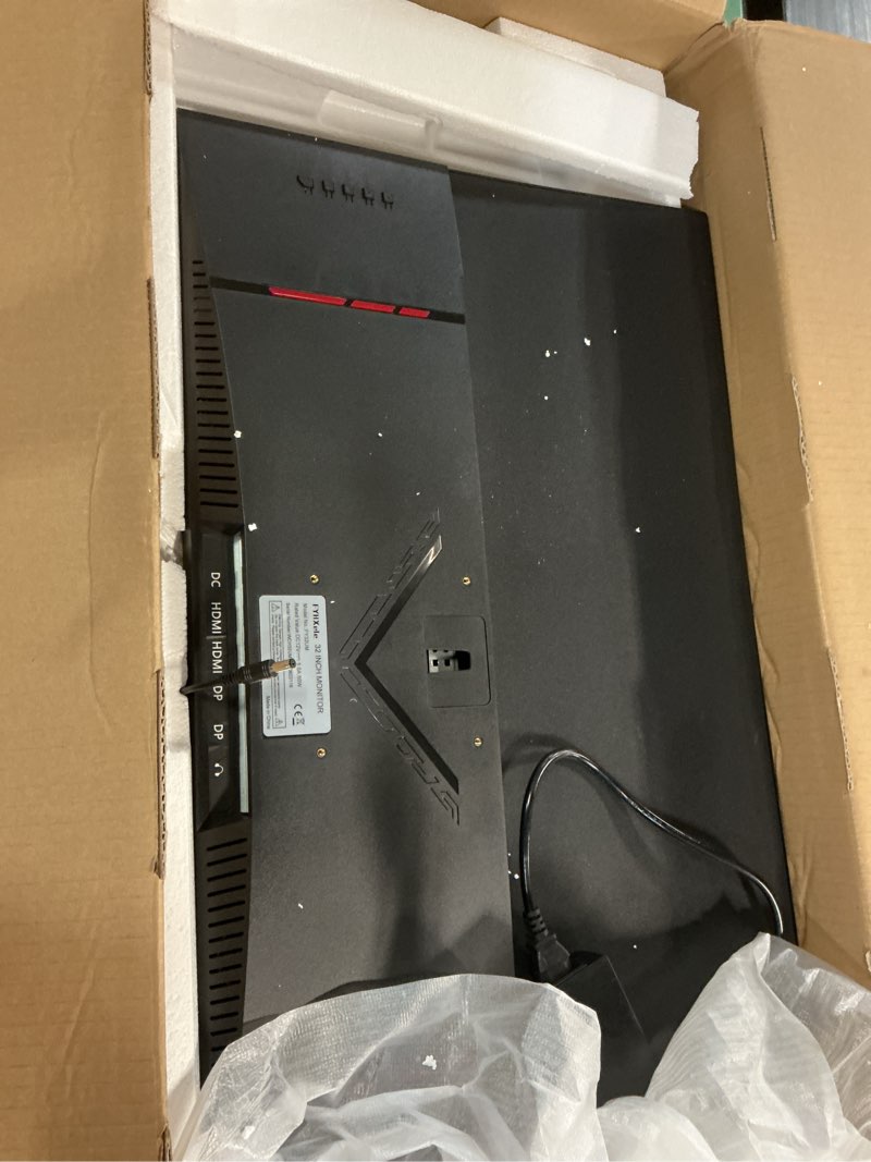 Condition photo showing As Is for 32 inch 4k uhd 3840 * 2160 computer monitor 75hz 1ms, ips monitor for design, casual gaming, work, ultra-slim bezel monitor support adaptive-sync,100% srgb,hdr,2x dp & 2x hdmi, vesa 100 * 100mm
