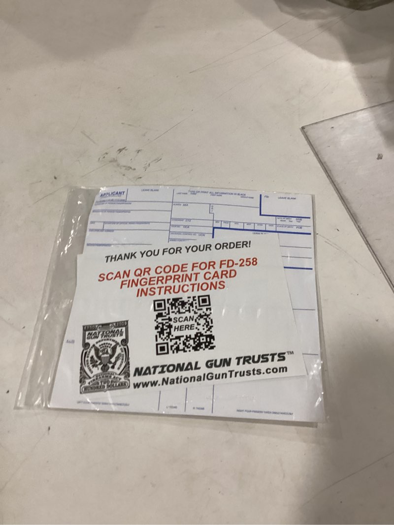 Condition photo showing As Is for national gun trusts - made in usa - fd-258 fingerprint cards 2026, 3 pack - 11-1-20 version no ori