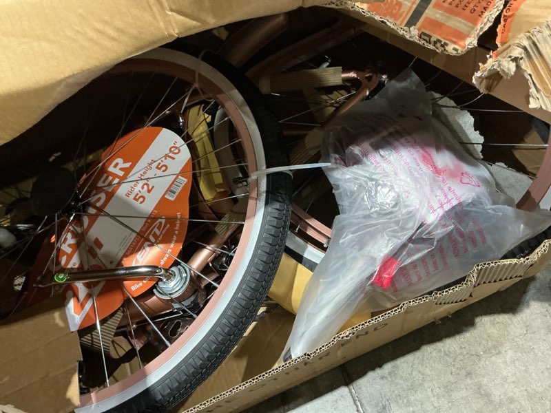 Condition photo showing As Is for 26" kent bayside cruiser bicycle, fits rider: 5'2"-5'10", rose gold, adult, unisex