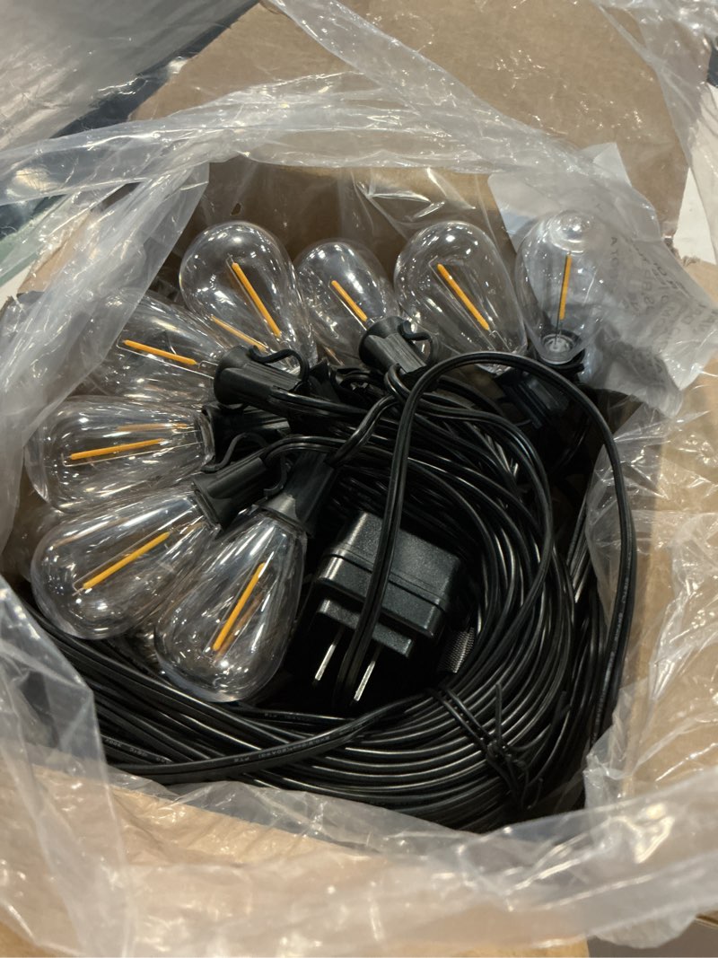 Condition photo showing Good Condition for 100ft led outdoor string lights with remote, one continuous strand patio lights with 35+1 shatterproof s11 bulbs, dimmable 2700k warm white, timer & 3 modes, low voltage for backyard garden warm white-2700k 100ft