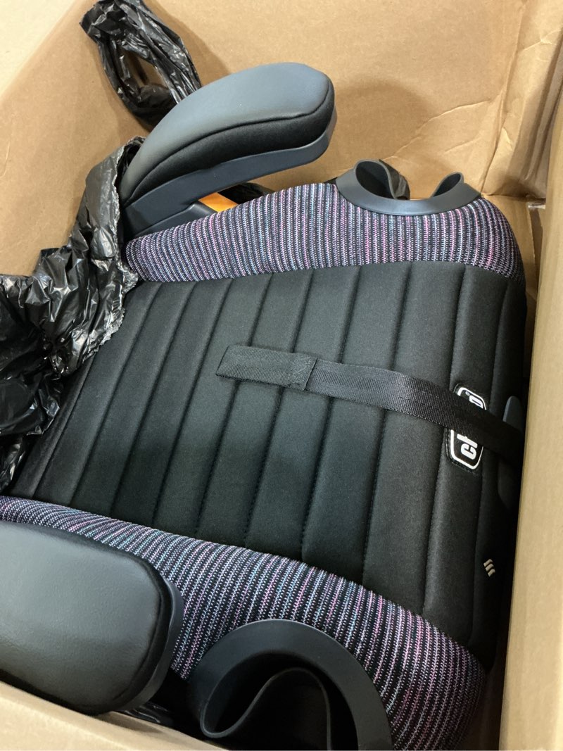 Condition photo showing Good Condition for chicco gofit cleartex plus backless booster car seat, latch attachment, quick-release latch removal, portable car booster seat for children at least 4 years old and 40-110 lbs, confetti/black gofit cleartex plus confetti/black