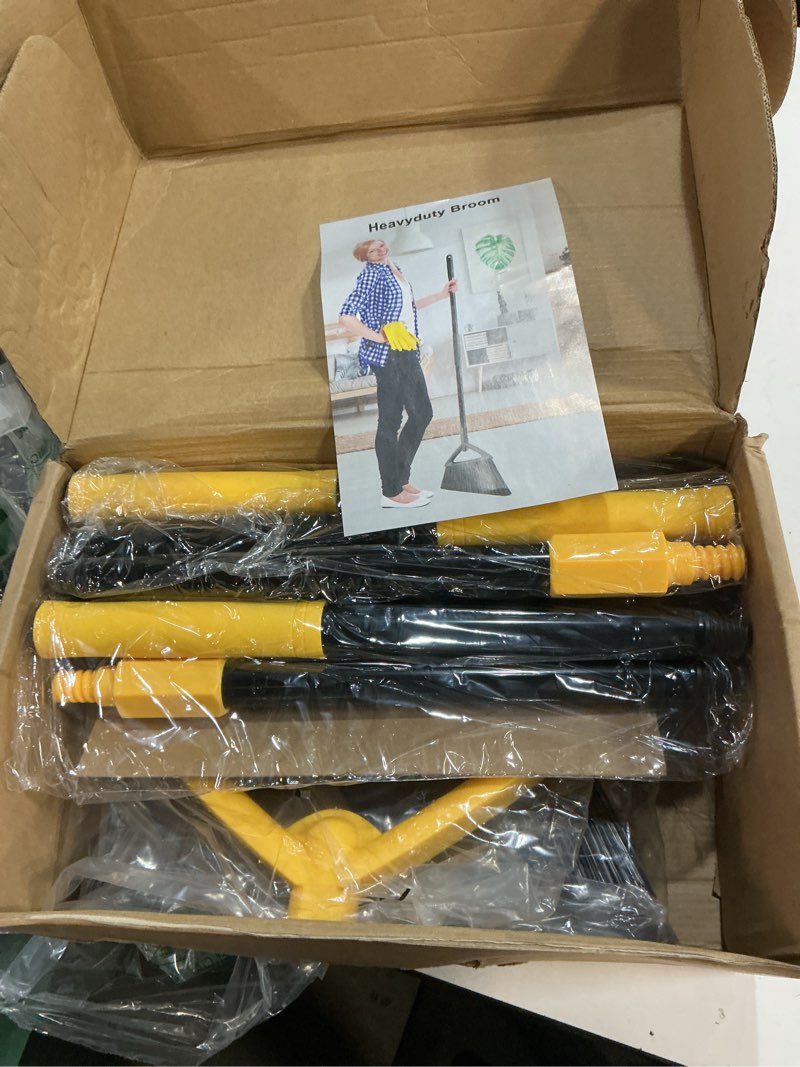 Condition photo showing New/Like New for heavy duty broom outdoor and indoor, 3 pack upgraded commercial angle brooms, perfect yellow broom of house, kitchen, garage, courtyard yellow *3p