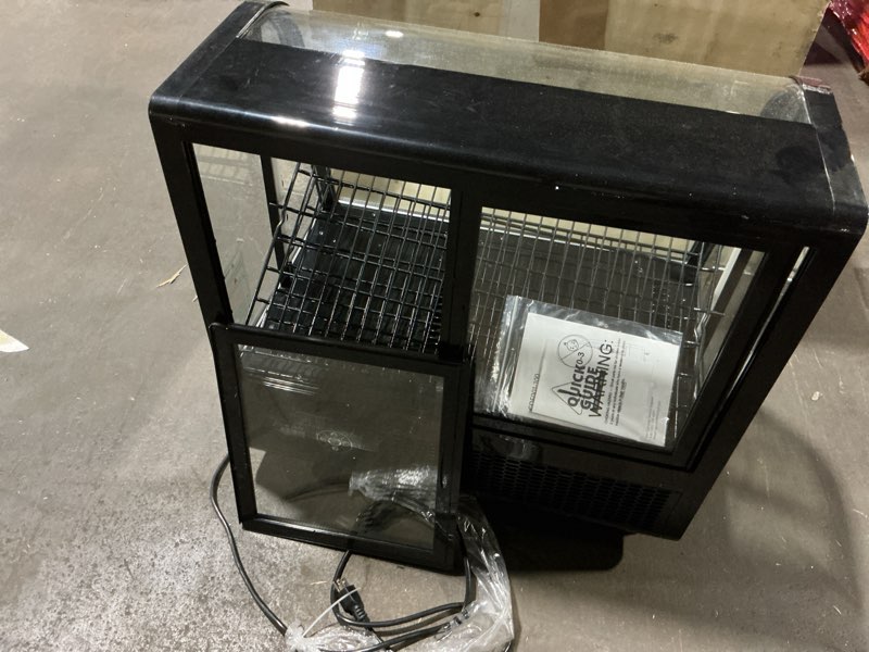 Condition photo showing Good Condition for certified commercial refrigerator, 3.6 cu.ft countertop refrigerator refrigerated display case with curved glass & auto defrost, freestanding bakery display case for cafe & restaurant