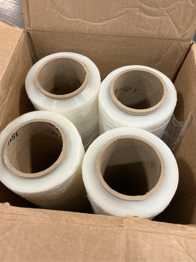 Condition photo showing Good Condition for packagezoom 4 rolls clear stretch wrap film 18” x 1500 feet plastic wrap for moving, packing, shipping & storage heavy duty industrial cling film for boxes and furniture 18" wide x 1500 ft x 4 rolls