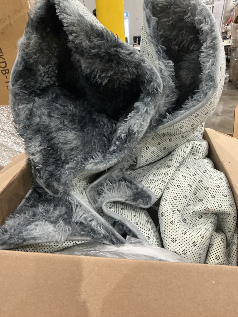 Condition photo showing As Is for sanmadrola area rugs for bedroom, fluffy tie-dye gray shaggy soft area rug, non-slip indoor floor carpet for living room, kids baby boys teen dorm home decor aesthetic, nursery, 5.2'x6.5' feet gray