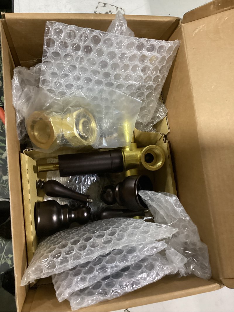 Condition photo showing As Is for kingston brass kb235al tub and shower faucet with 3-lever handle, oil rubbed bronze,5-inch spout reach , oil-rubbed bronze