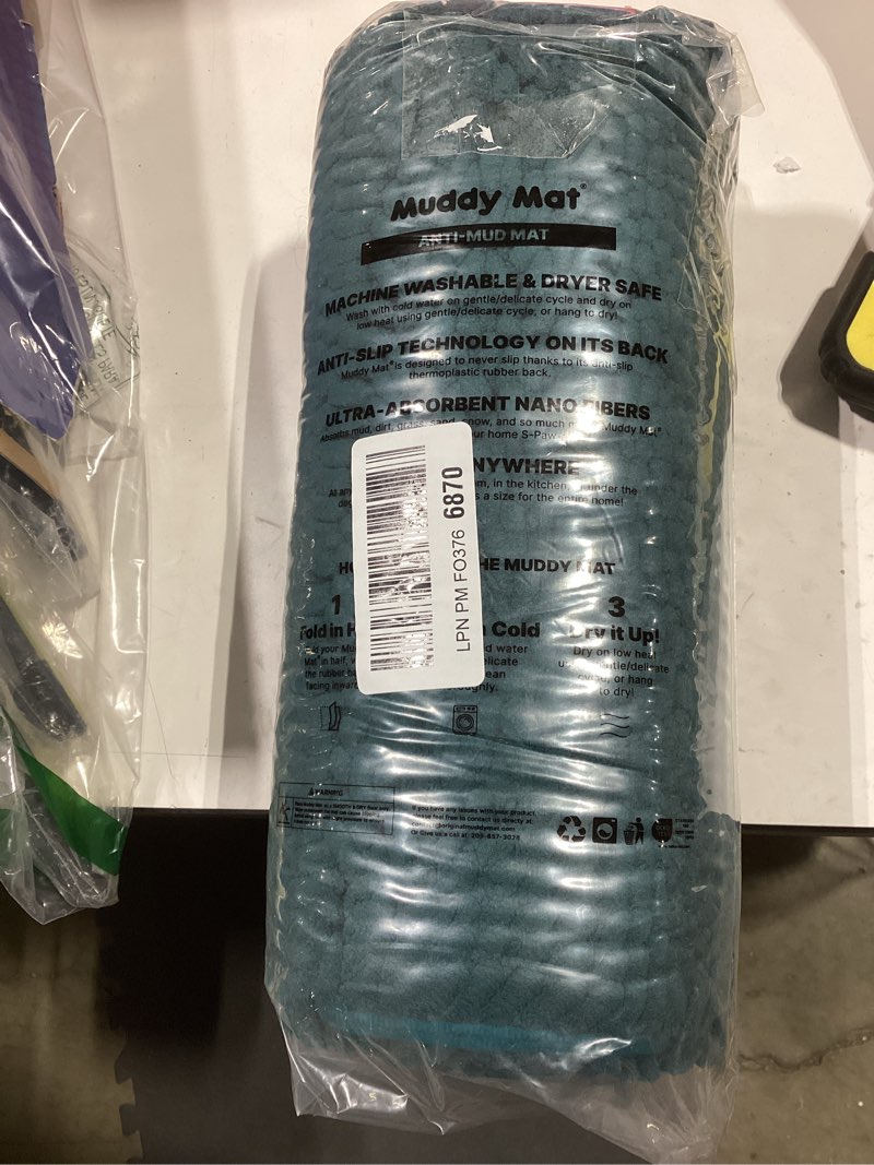Condition photo showing Good Condition for Muddy Mat® | Super Absorbent Door Mat Indoor, Microfiber Quick Dry Chenille Entryway Rug, Non-Slip Front Door Mat, Indoor Mats for Entryway, Machine Washable Pet Rug, Atlantic Blue 24"x36" Atlantic Blue 24" x 36"