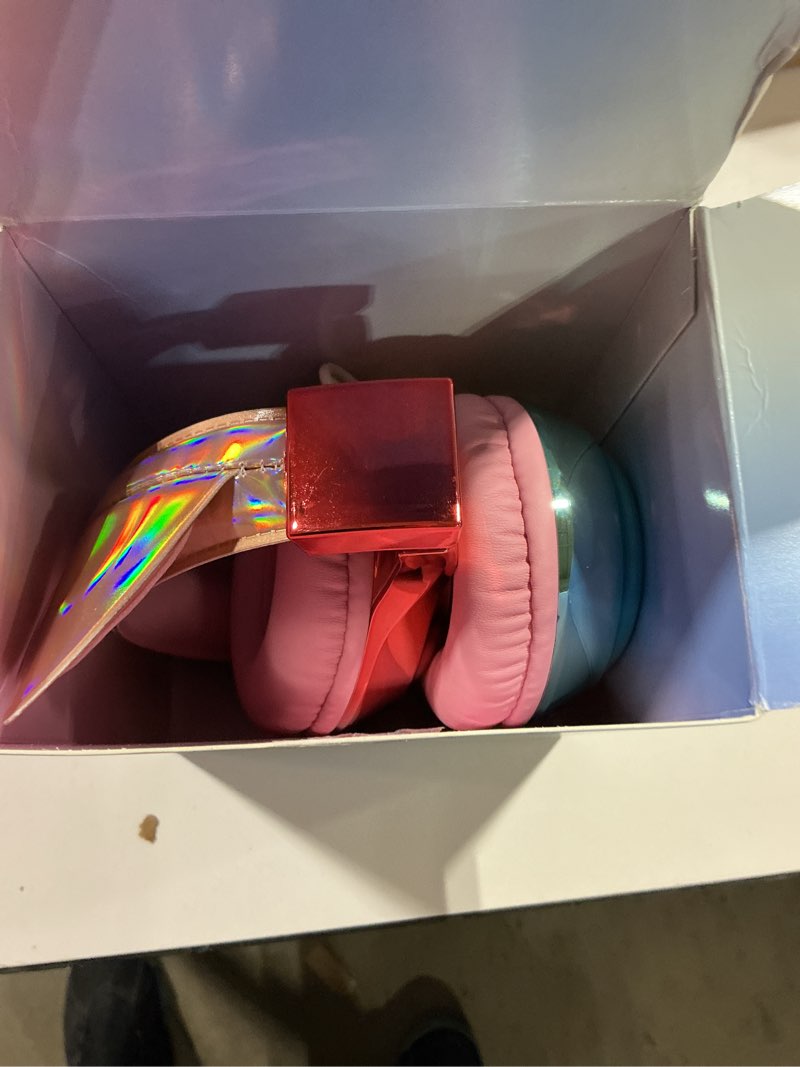 Condition photo showing Good Condition for qearfun kids cat ear bluetooth headphones, 60h playtime, 74/85/94db safe volume limit, metallic gradient wireless headset with mic, fast charging, foldable, wired mode for girls school/tablet/travel cat pink