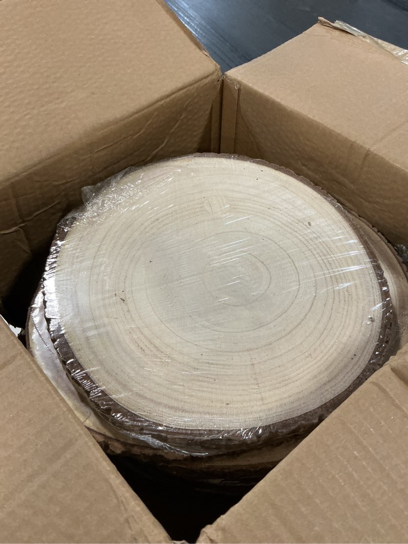 Condition photo showing As Is for Wood Slices for Centerpieces, Wood Rounds Cookies for Crafts, Rustic Wood Circles & Slabs, Wooden Discs for Tables Decor-for Art Projects and Rustic Weddings (12pcs 11-12)