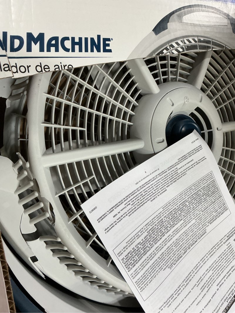 Condition photo showing As Is for lasko wind machine fan, air circulator fan with 3 speeds, 20" model 3300, gray